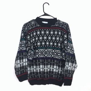 Vintage 1980s fair isle grandpa sweater size small holiday Cheryl mills